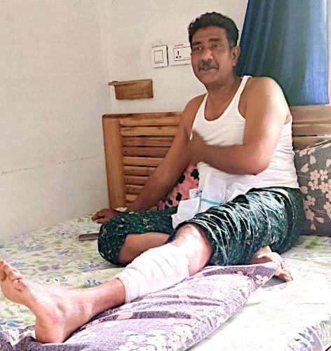 Rajan is in the hospital after being stabbed in the leg.