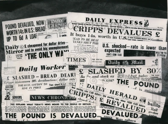 1949 Press Photo Britain's devaluation of the pound sterling. London, England