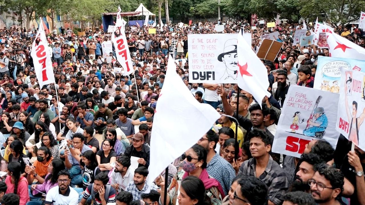 student protest sfi delhi