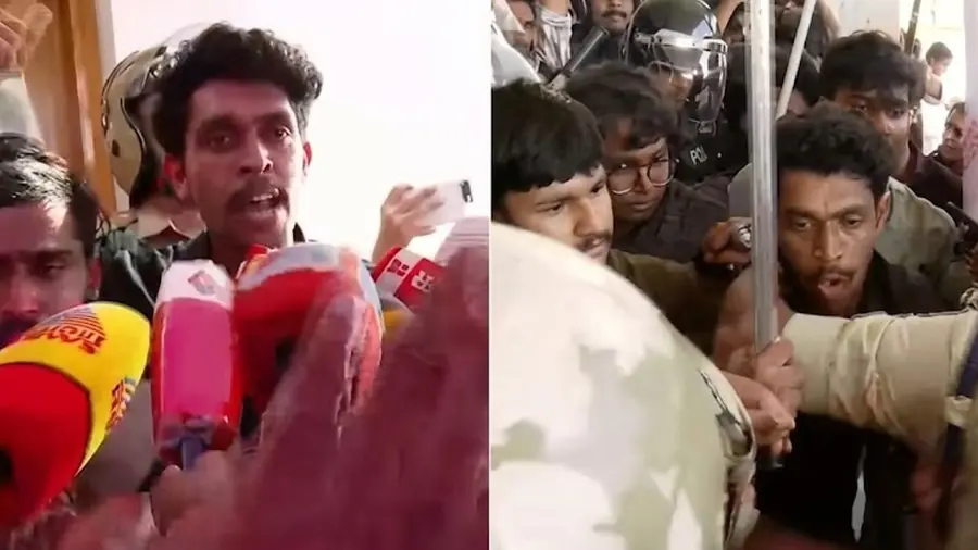 students protest kasaragodu