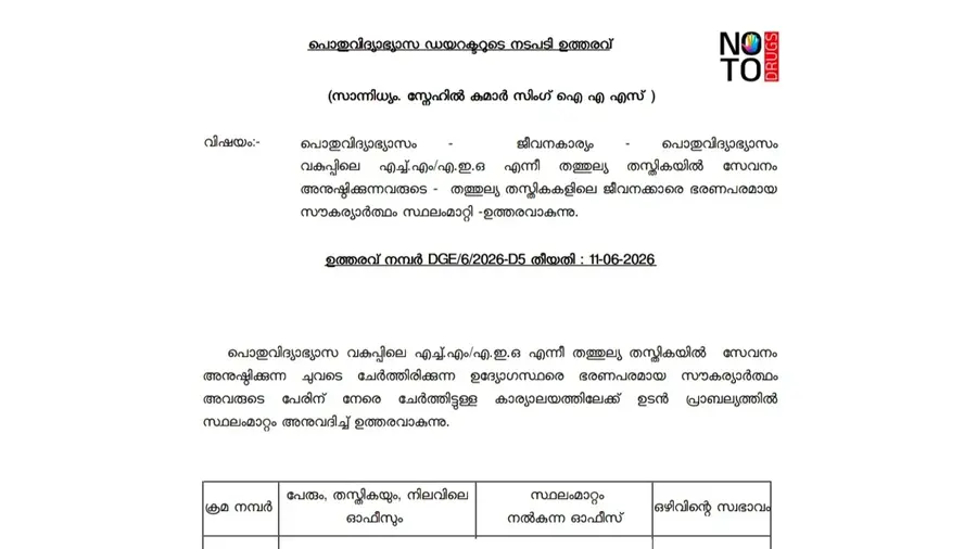 teacher transfer order