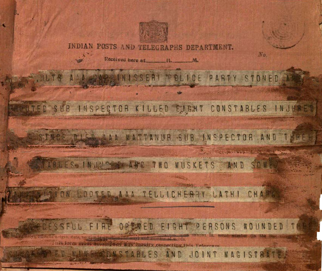 മൊറാഴ എറ്റുമുട്ടലിനെപ്പറ്റി ജില്ലാ മജിസ്‌ട്രേറ്റ്‌ ചീഫ്‌ സെക്രട്ടറിക്കയച്ച ടെലിഗ്രാം