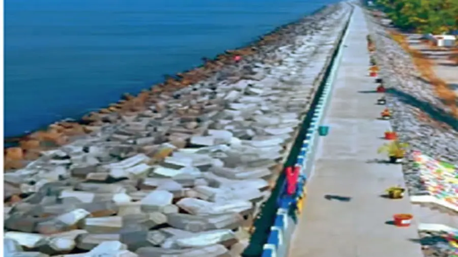Tetrapod sea wall