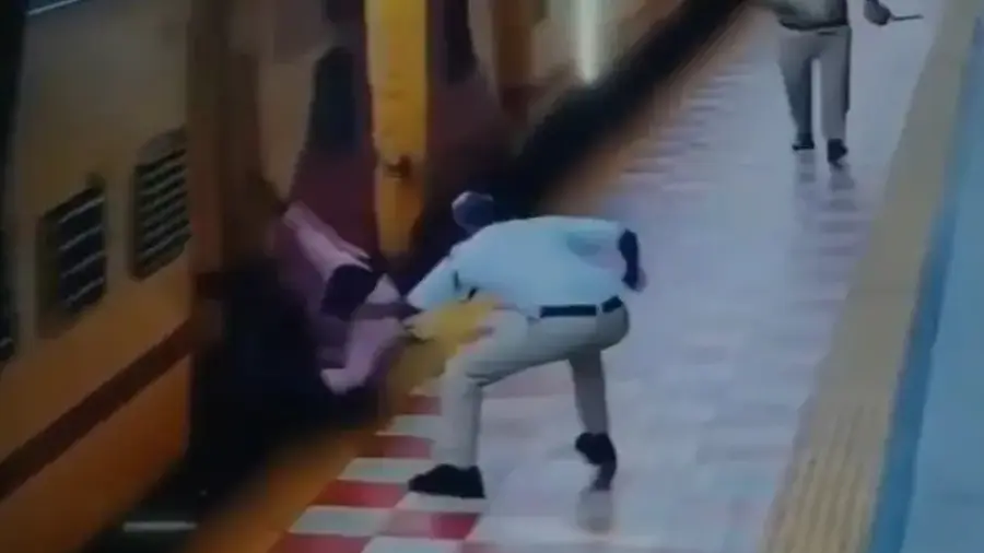 train passenger slip accident