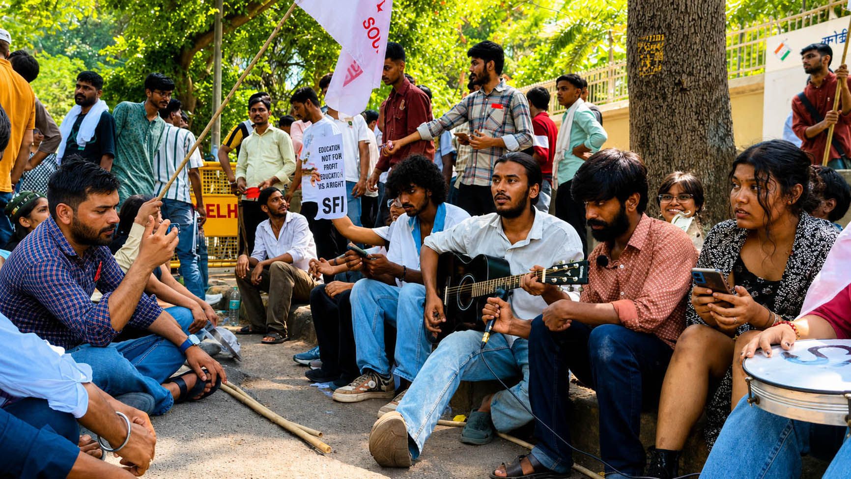 ജന്തർ മന്തറിലെ സമരത്തിനിടയിലെ കാഴ്‌ച       കടപ്പാട്‌: ഗൂഗിൾ