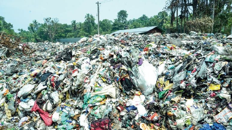 Fire at a plastic waste collection center